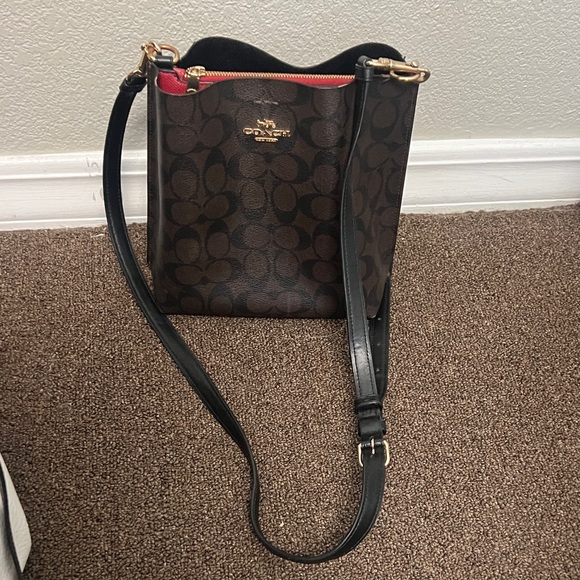 Coach Signature Brown and Black Crossbody Bag - Picture 1 of 4